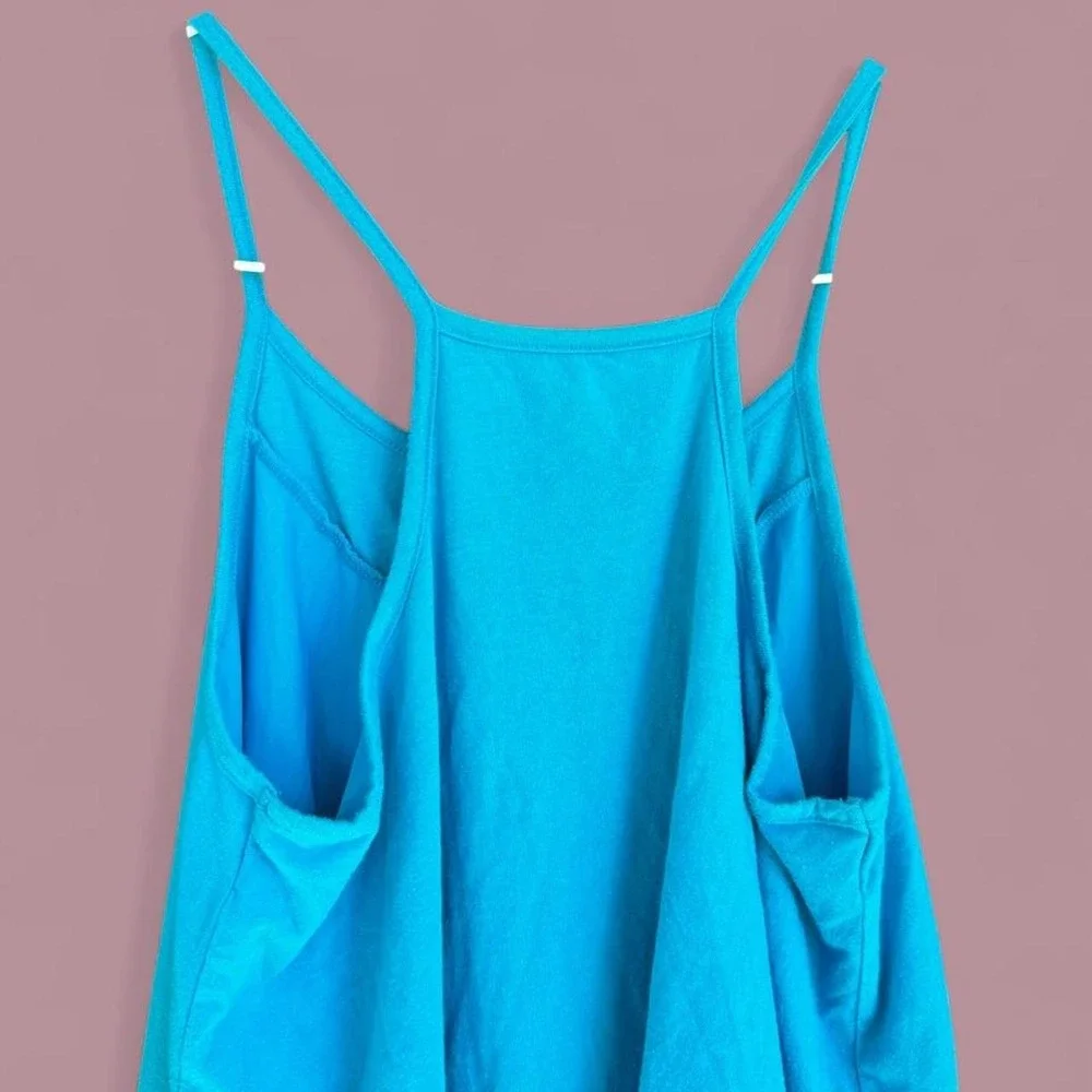 Justice Turquoise Lace Layered Tank Top Girls Size 18 Boho Cami Blue Y2K